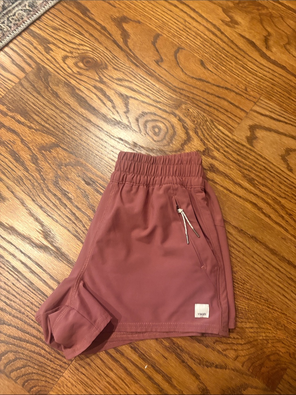 Vuori Mauve Women's Athletic Shorts with Zipper Pocket